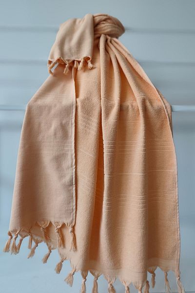 Sevim 100% Cotton Beach Towel - Soft Towel Peshtemal 90X170Cm - Salmon