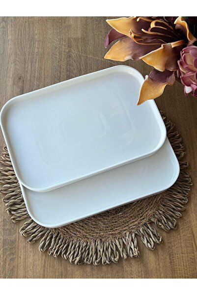 ROSSEV Set of 2 Medium Porcelain Rectangular Presentation Plates