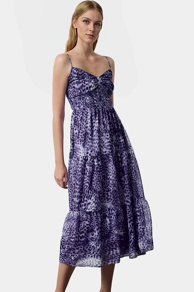 PayBuy Animal Patterned Chiffon Midi Dress Comfortable Fit Summer Casual Style Professional Look Distinguished Material