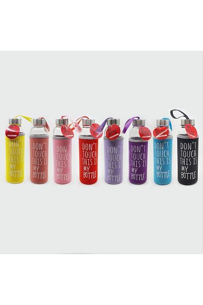 Hediye Kesesi Glass Water Bottle with Colorful Case 500 ml