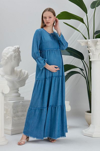 Işşıl O7178-stratificat Fustă Mohair Lyosell Rochie Maternitate Maxi
