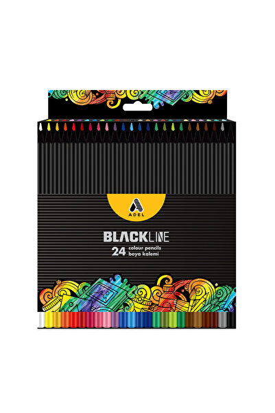 Adel Blackline 24'lü Kuru Boya Kalemi,Parlak Renkler, Dayanıklı Uçlar, Ergono...
