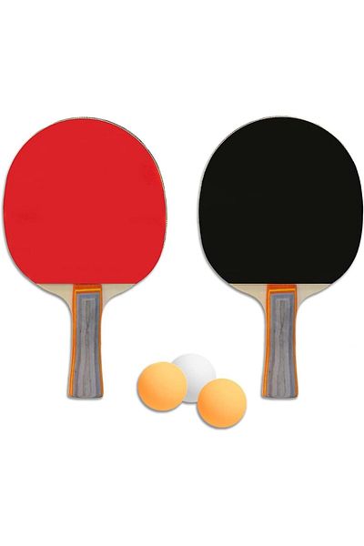 Skyland Professional Table Tennis Racquet Em-9350 Set Including 2 Ping Pong Rackets And 3 Balls, Black,