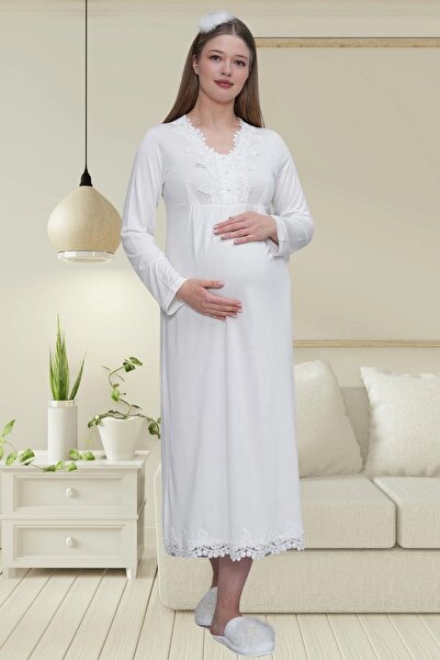 Mecit Pijama Maternity 4 Piece Set - Morning Gowns, Nightgowns and Pajamas 75% Cotton - 25% Viscose