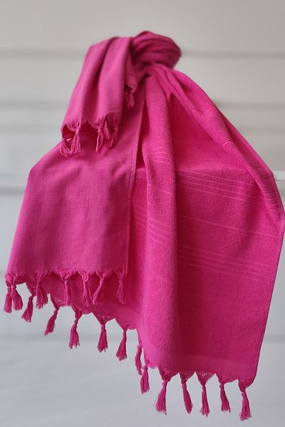 Sevim 100% Cotton Towel Peshtemal 90X170Cm - Beach & Pool Towel - Fuchsia
