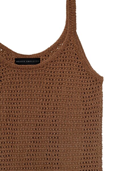 Beauty Omelette Bronze Ajurlu Mini Triko Elbise