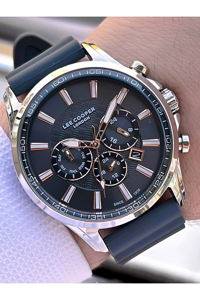 Lee Cooper Gray Silicone Cord Internal Functions Active 50Mt Water Resistant Men's Wristwatch