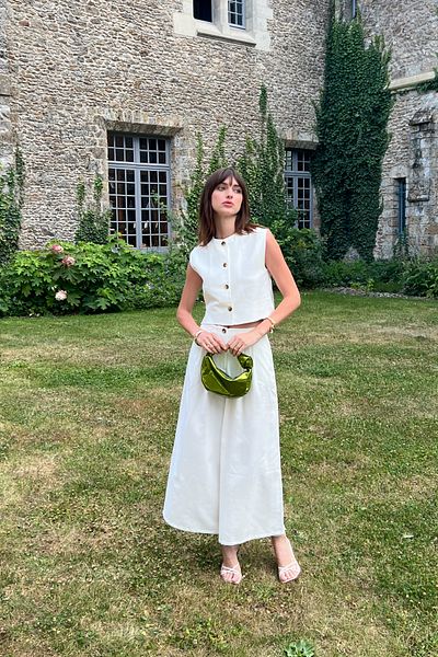 Antioch White Linen Blended Women's Culotte Trousers