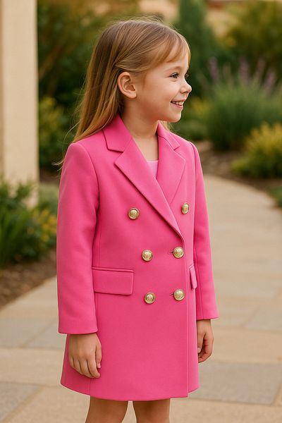 Hilal Akıncı Kids Jachetă blazer roz cu nasturi aurii
