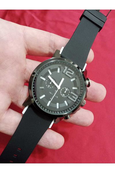 Brality Men's Wristwatch ... (Silicone) Black Cord... Black Color Round Case- 6068