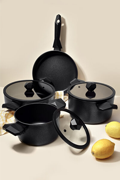 Gigilli طقم أواني طهي GAL مكون من 7 قطع (أسود)