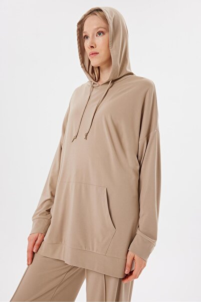 TERZİ DÜKKANI Σετ Φούτερ Modal από Χτενισμένο Βαμβάκι σε Πέτρινο Χρώμα