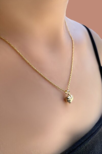 Altınaşkı Kalp Uçlu Halat Altın Kolye