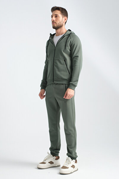 Shooter Ανδρική αθλητική φόρμα Khaki - Εποχιακή, Μίνιμαλ λογότυπο, Φούτσα με φερμουάρ