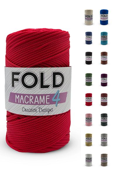 FOLD Yarn Macrame No:4 - 100 Red Polyester Macrame Thread 2 mm - 200 Gr -230 m Supla Ip Bag Thread