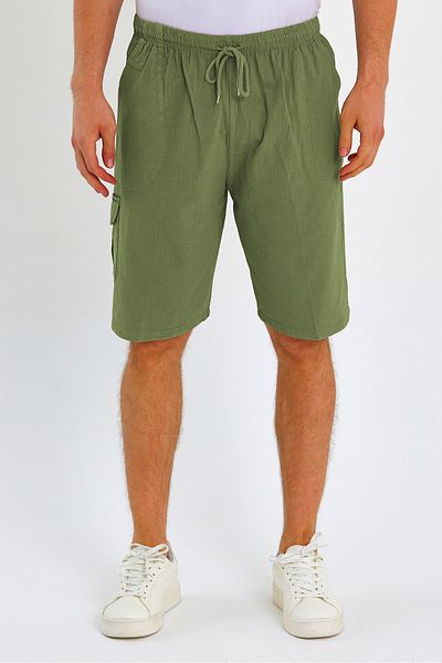 Dechers Καλοκαιρινό λινό Cargo Pocket Elastic, Loose Fit Σκούρο Γκρι Σορτς E201