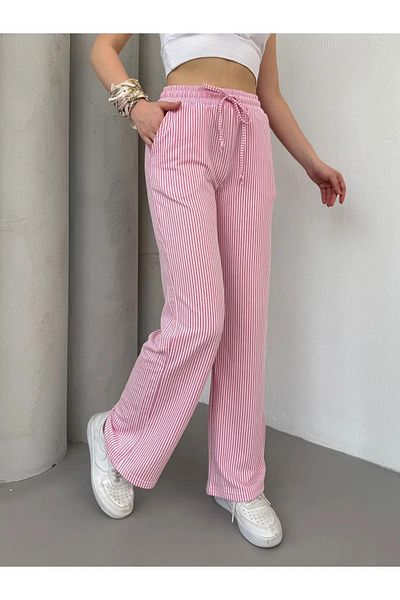 vesantia Women's Pink Waterway Striped Summer Trousers