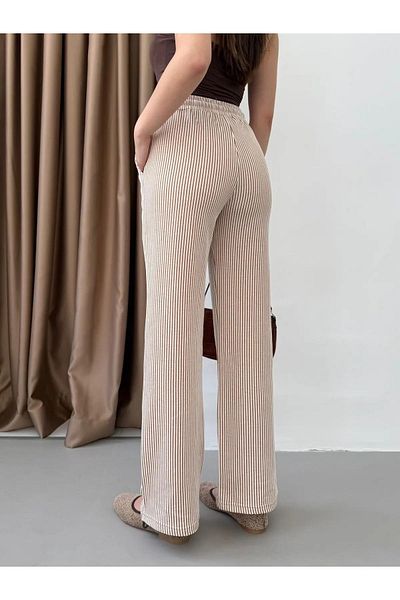 vesantia Women's Brown Waterway Striped Summer Trousers