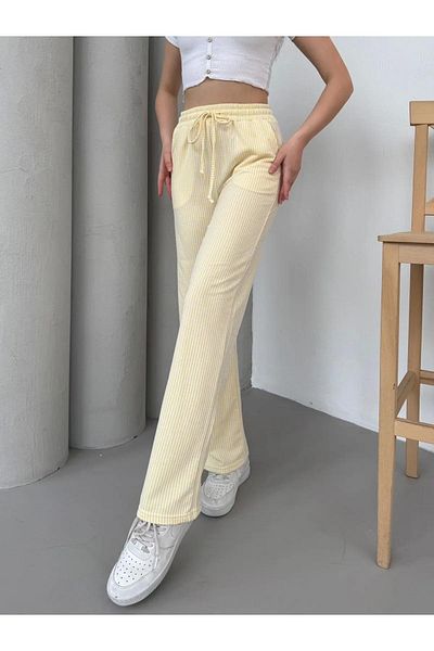 vesantia Women's Yellow Waterway Striped Summer Trousers