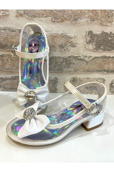 ROSE SHOES KİDS Princess Transparent Glass Look Stone Heel Shoes