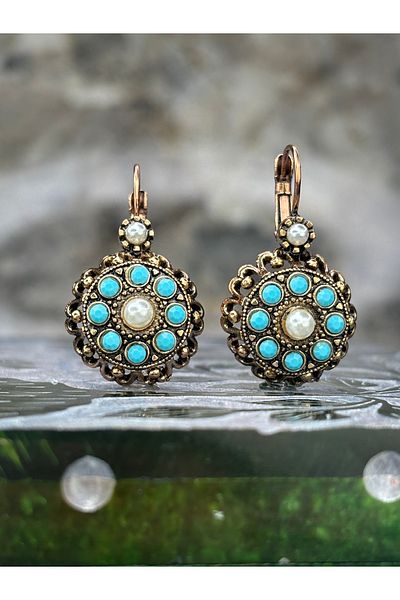tasarımhikayecisi Mardin's Floral Blue Earrings