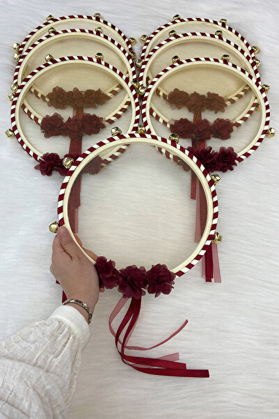 ZEYMERADE Bordo Nedime Gelin Tefi, Çiçekli Düğün Kına Gecesi Sünnet Bekarlığa...