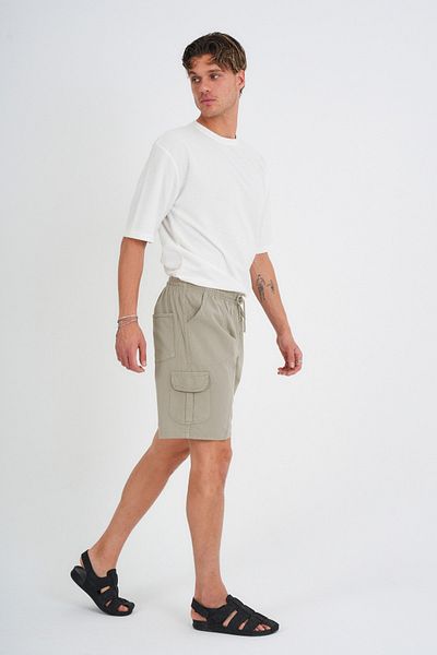 Dechers Καλοκαιρινό λινό Cargo Pocket Elastic Loose Fit Earth Color σορτς 201