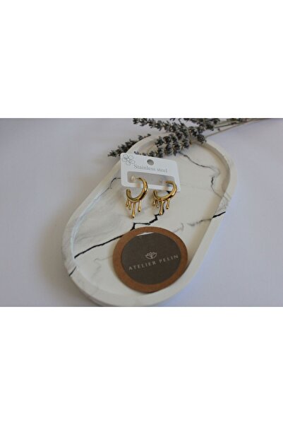 Atelier Pelin Steel Hoop Drop Model Earrings