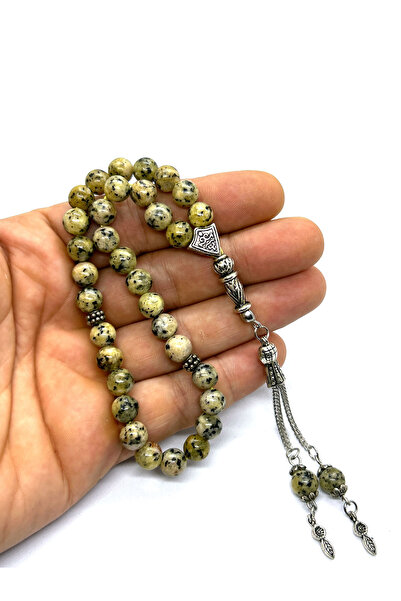 Doğaltaş هدية مسبحة حجر اليشم الدلماسي الطبيعي - 8 ملم - حجر طبيعي ذو تأثير ط...