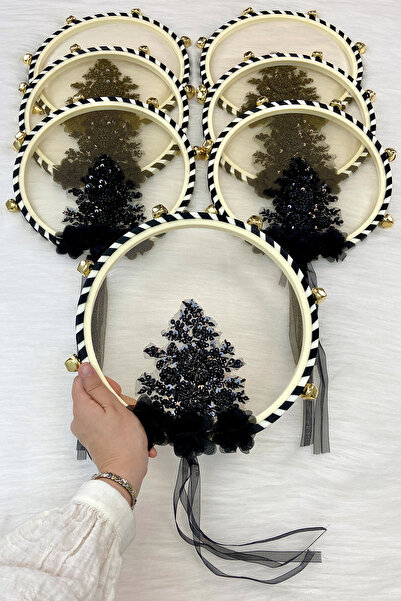 ZEYMERADE Vip Aplikli Gelin Tefi Siyah, Nedime Düğün Kına Gecesi Sünnet Bekar...