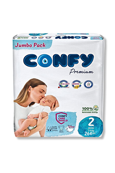 Confy Premium 2 Numara Bebek Bezi Mini 3 - 6 Kg 264 Adet