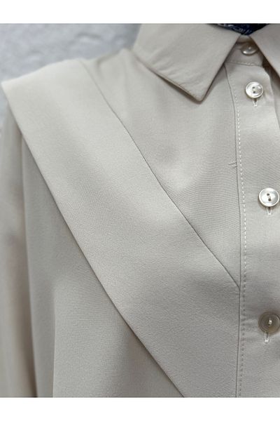 MİHRA STORE Zeynep Linda Shirt with Allergy on the Front and Back-El1697 Stone