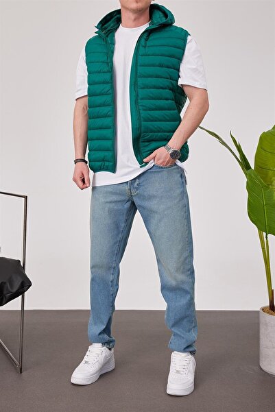 NOMARC Ανδρικό πουπουλένιο γιλέκο με κουκούλα 417 πράσινο