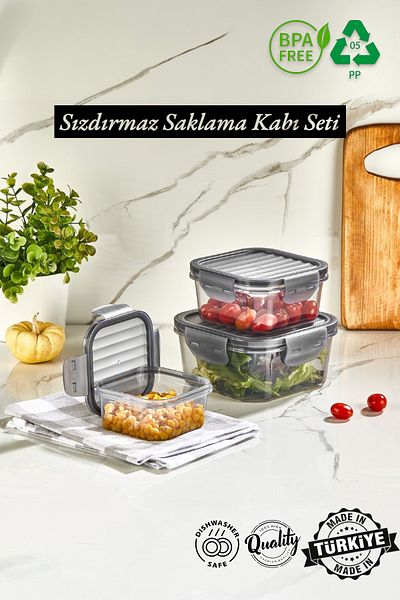 MUF HOME Full Vacuum Airtight Leakproof Ziplock Storage Container Set of 3 (1400ml 800ml 400ml) - Bpa Free