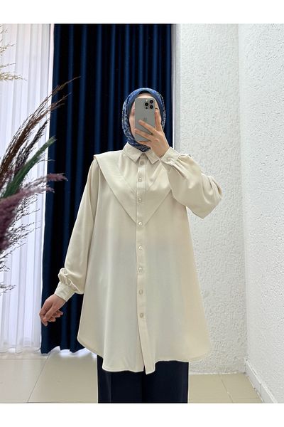 MİHRA STORE Zeynep Linda Shirt with Allergy on the Front and Back-El1697 Stone