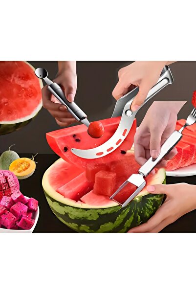 Beauty Box 3 Pack Watermelon Fruit Slicer Stainless Steel Watermelon Melon Ba...