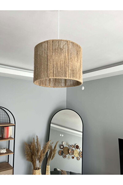 Home El Yapımı Jüt Hasır Avize - Bohem Rustik Avize (BEYAZ DUY)