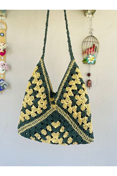 PİNKBAG Handmade 2 Renkli Motifli Omuz Çantası