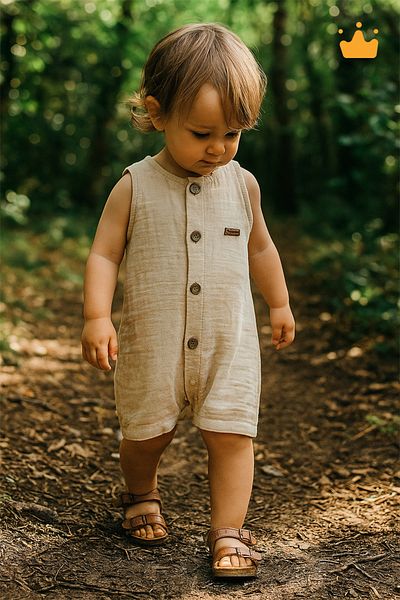 Begisa 100% Cotton Muslin Overalls for Baby Boy - Wide Straps, Snaps 22405