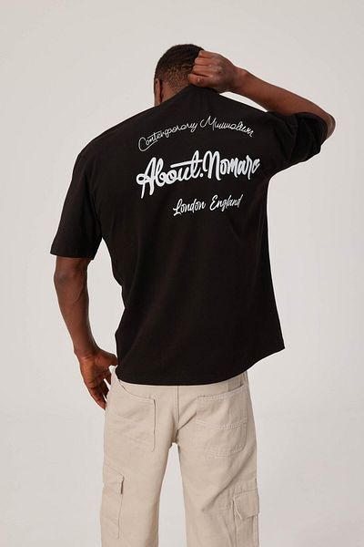 NOMARC Nomarc Γραμμένο Μαύρο T-Shirt