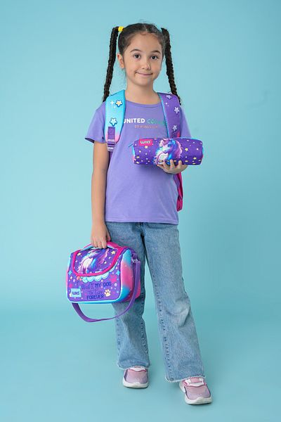 Wia Girl's Unicorn Patterned 3-Piece School Bag Set