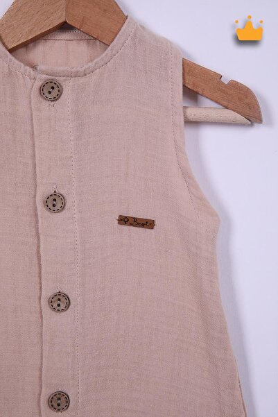 Begisa 100% Cotton Muslin Overalls for Baby Boy - Wide Straps, Snaps 22405