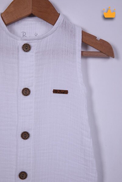 Begisa 100% Cotton Muslin Overalls for Baby Boy - Wide Straps, Snaps 22405