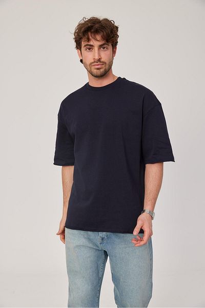 NOMARC Μπλουζάκι Navy Blue Oversize Simple - Σχέδιο με μπράτσο
