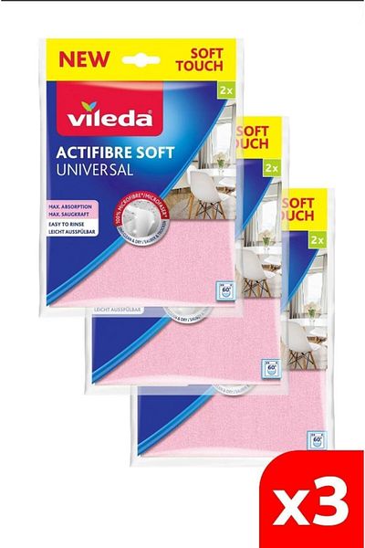 Vileda 3 Pack of 2 Li Actifiber Microfiber Cleaning Cloth