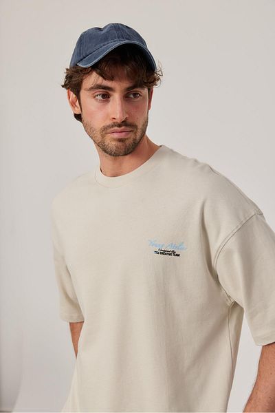 NOMARC Μπλουζάκι Young Atelier με στάμπα Oversize Cream