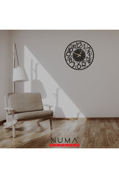 Numa Concept Ρολόι τοίχου - MDF κομμένο με λέιζερ με διακοσμητικό πλαίσιο 32x32 cm