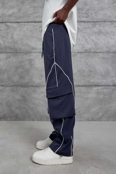 NOMARC Αθλητική φόρμα υφασμάτινη τσέπη Cargo με ρίγες Navy Blue