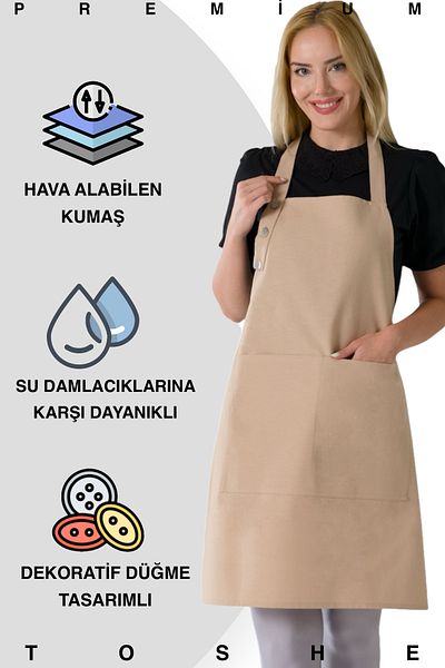 TOSHE Kitchen Apron Waterproof Chef Apron with 2 Wide Pockets Barista Apron Apron