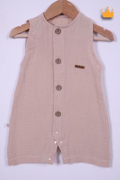 Begisa 100% Cotton Muslin Overalls for Baby Boy - Wide Straps, Snaps 22405